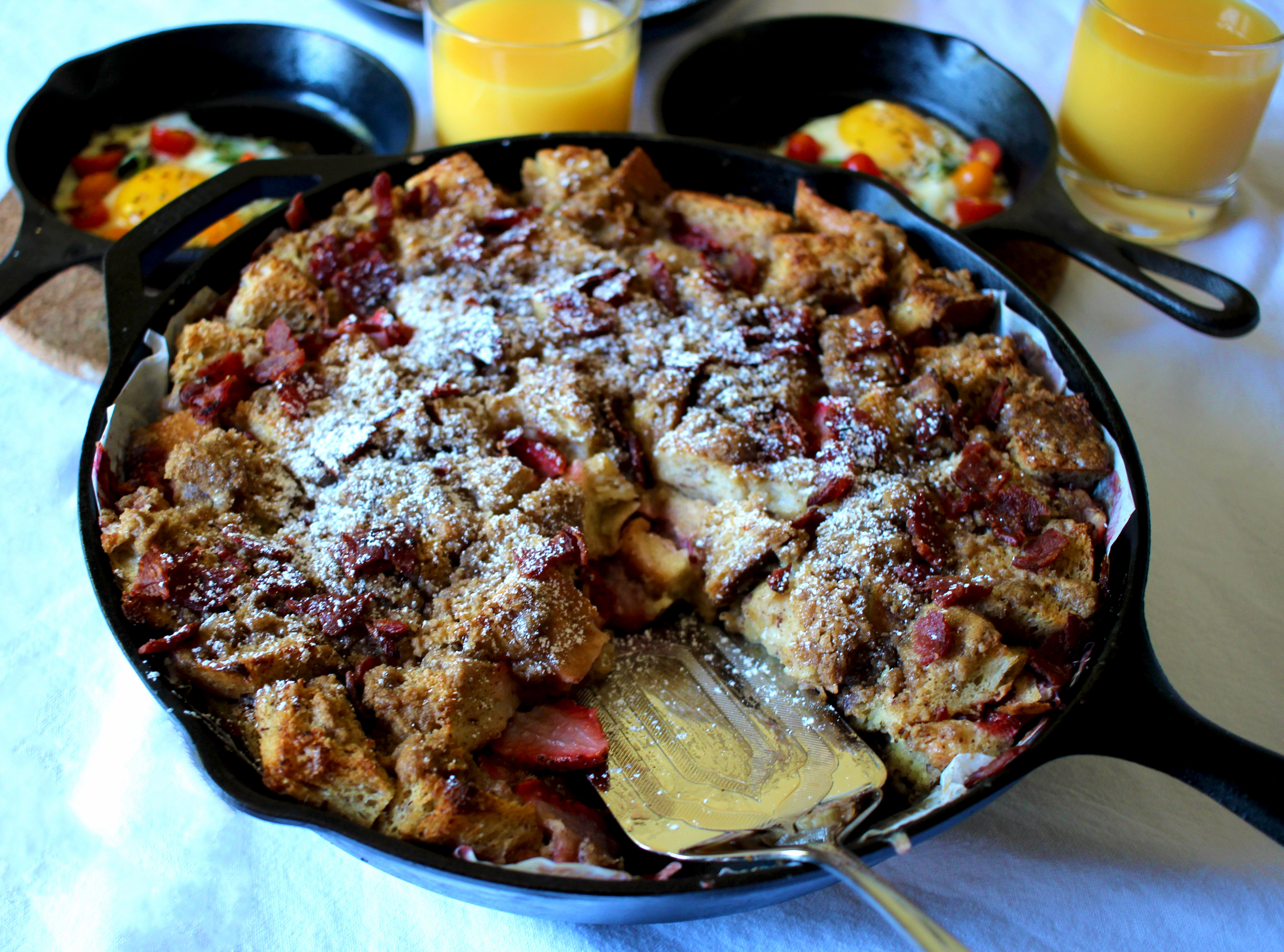 Creme Fraiche, Strawberry & Bacon Baked French Toast | This African Cooks