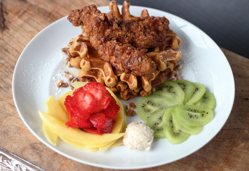 Pecan Crusted Buttermilk Chicken and Sweet Potato Pie Waffles | This African Cooks