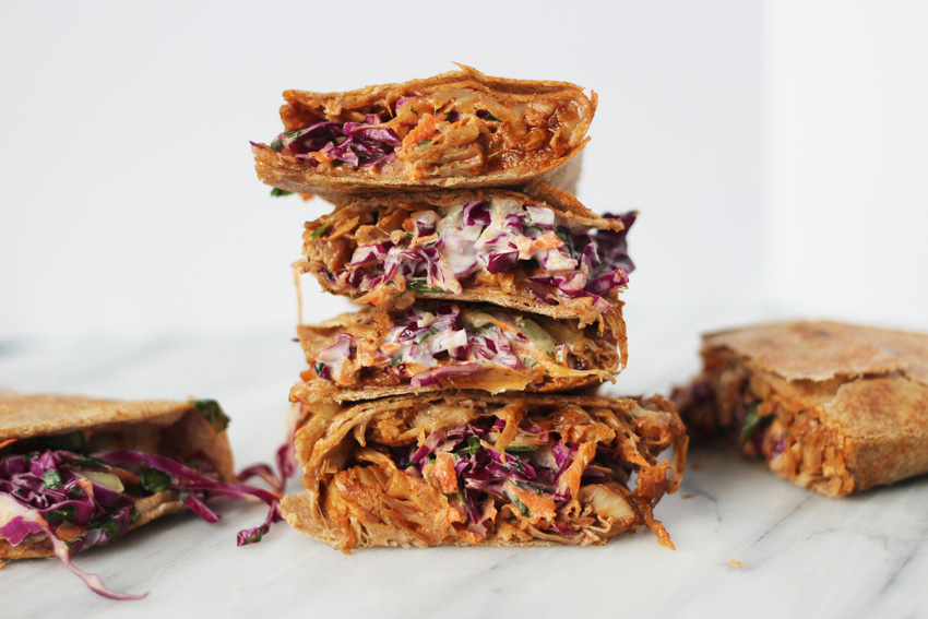 Bbq pulled jackfruit Quesadilla with slaw | This African Cooks