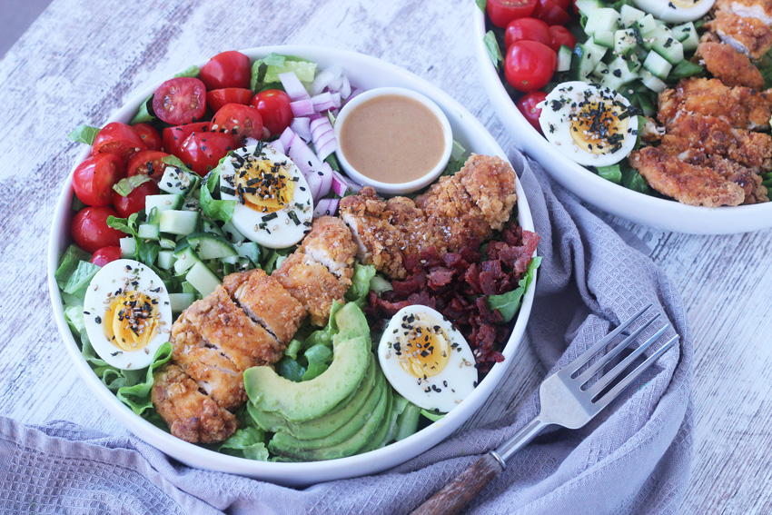 Crispy Chicken Cobb Salad with Date/ Dijon Mustard Vinaigrette | This African Cooks